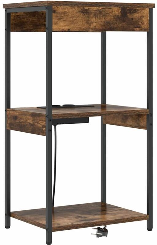 Vidaxl - Bedside Cabinet with Charging Station with Shelf Smoked oak