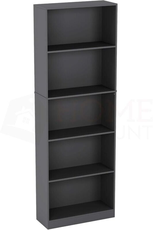 Home Discount - Cambridge 5 Tier Extra Large Bookcase Shelving Storage Unit, Grey
