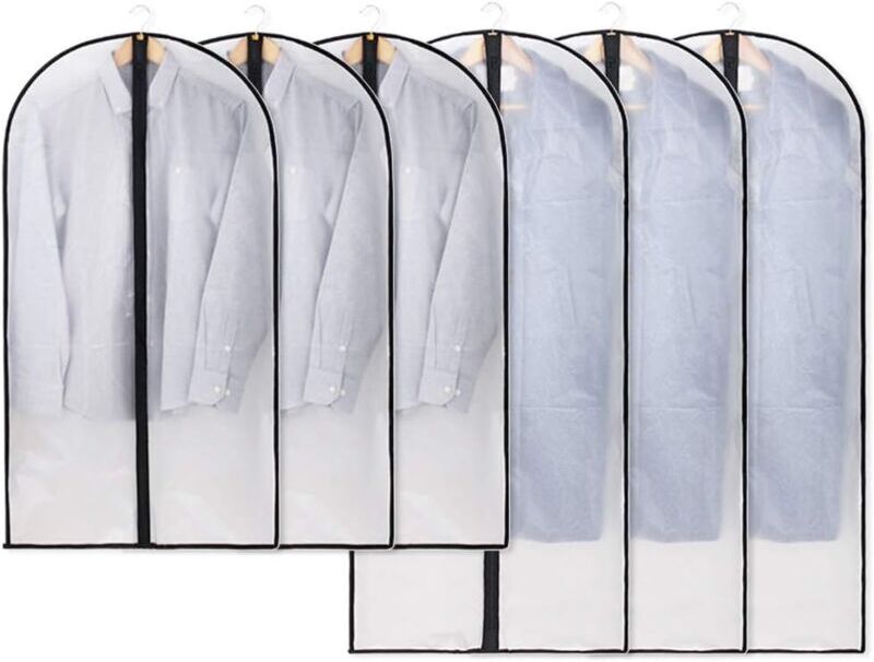 Ikodm - Clear Moth Proof Garment Bag Protect Clothes Shirt & Suit - Pack of 6, 120 x 60cm/100 x 60cm Other Storage