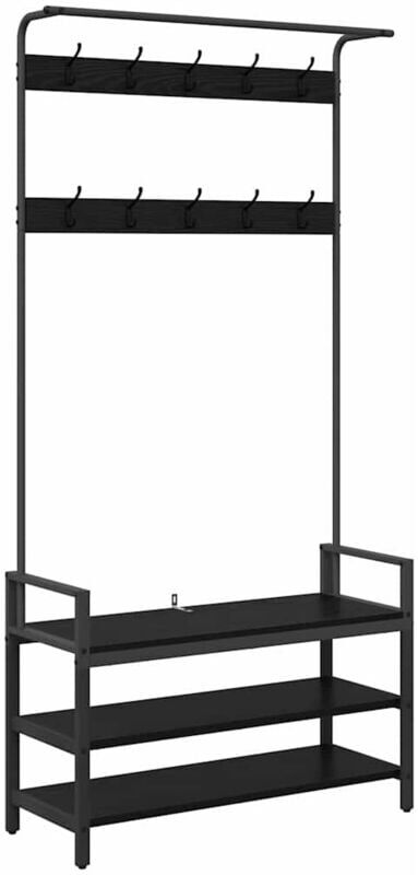 Coat Rack with Shelf Black oak 95 x 34 x 184 cm Engineered wood vidaXL