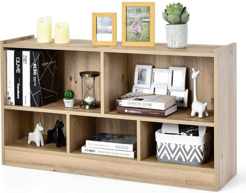 COSTWAY Kids Storage Shelf Unit 5-Cubby Wooden Children Bookcase Toy Storage Organizer