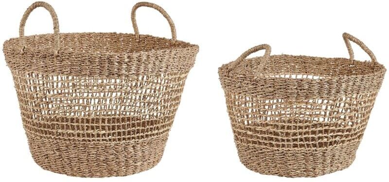Beliani - Handwoven Set of 2 Seagrass Basket with Handles Natural Woven Accessory Arowana