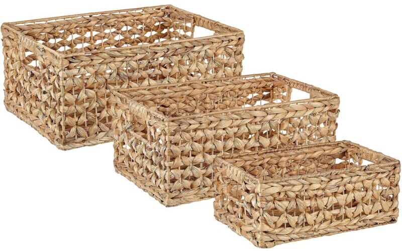 Beliani - Set of 3 Water Hyacinth Basket with Handles Natural Woven Accessory Minnow