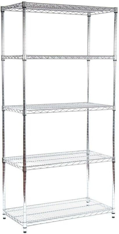 TOTAL RACKING SOLUTIONS LTD Heavy Duty Metal Chrome Wire Shelving Unit 5 tier 1838mm H x 907mm W x 457mm D - 240KG's UDL Per Shelf