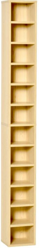 Homcom - 204 cd Storage Tower Tall Bookcase Bookshelf with 12 Cubes Oak