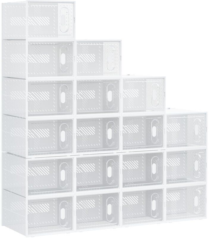 18PCS Stackable Clear Plastic Shoe Storage Box for uk/eu Size 12/46 - Homcom