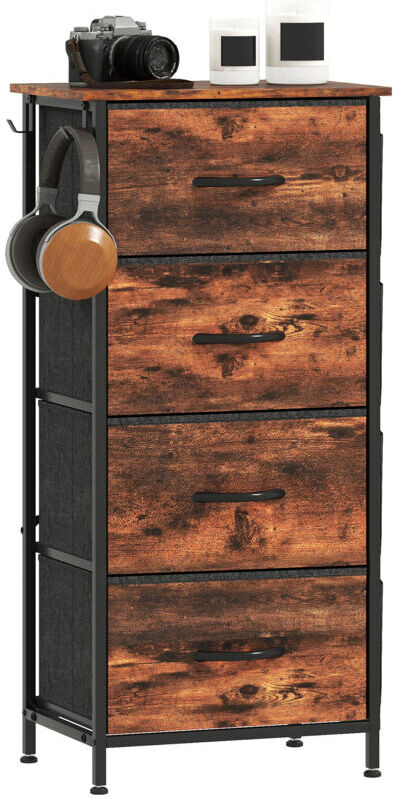 Homcom - Fabric Chest of Drawers, 4 Drawer Dresser for Bedroom, Rustic Brown