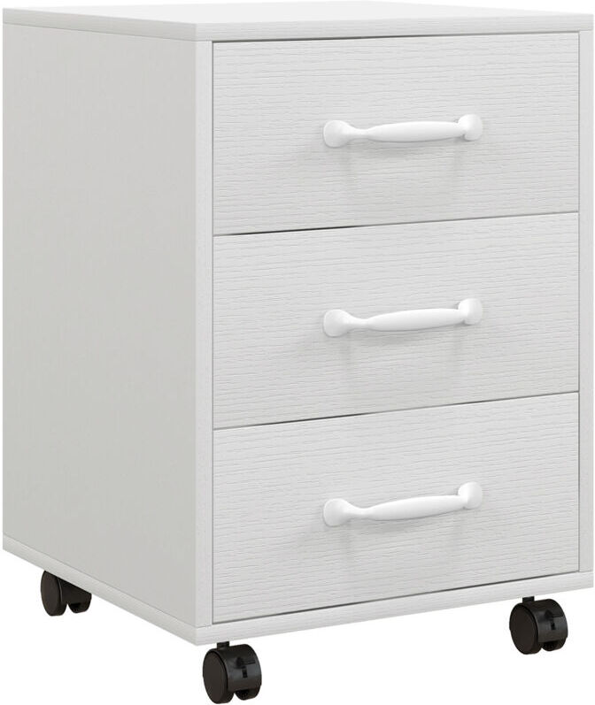 Homcom - File Cabinet with 3 Drawers, Under Desk Mobile Filing Cabinet White