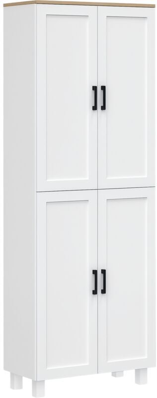 Modern Kitchen Cupboard Storage Cabinet with 4 Shelves, White - Homcom