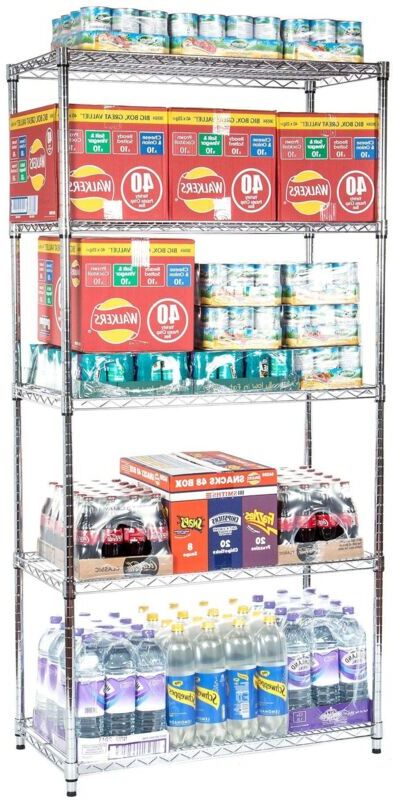 TOTAL RACKING SOLUTIONS LTD Metal Chrome Wire Shelving Unit 5 tier 1838mm H x 907mm W x 457mm D - 100KG's UDL Per Shelf
