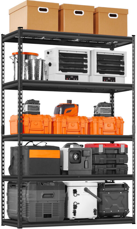 Mophorn 2500 lbs 5-Tier Heavy Duty Storage Shelves, 18" D x 48" W x 72" H Adjustable Metal Shelving Unit, Industrial Utility Shelf for Garage,