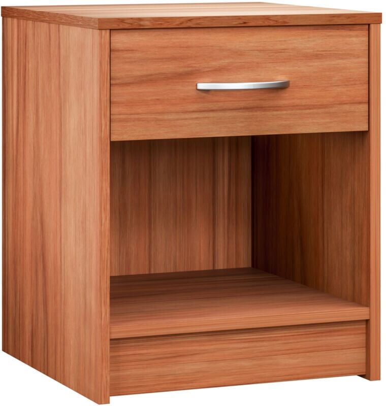 Casaria Hamburg Bedside Table Modern Nightstand with Drawer and Open Shelf 50cm Height Nightstand Storage 50x40x35cm Chrome Handle Bedroom Cabinet Cherry