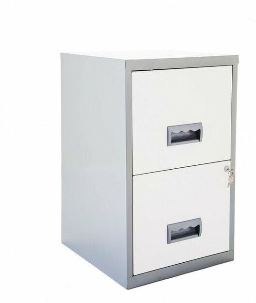 Pierre Henry - 2 Drawer Maxi Tall Filing Cabinet - Silver/White