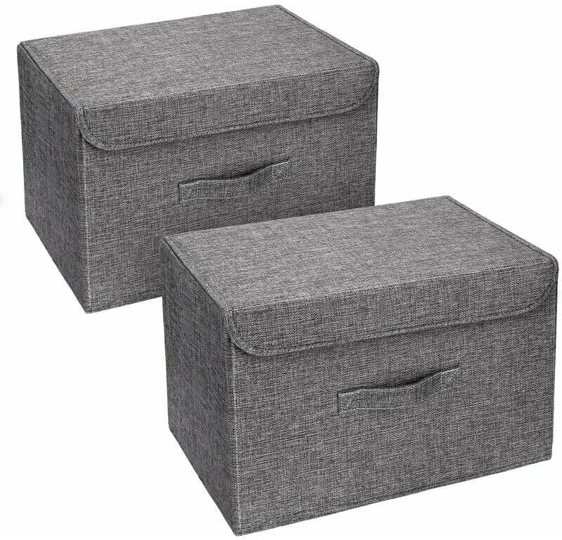 Gotrays - Set of 2 Washable Storage Boxes, Foldable Clothes Storage for Home, Office, Nursery, Closet, Bedroom (Grey)
