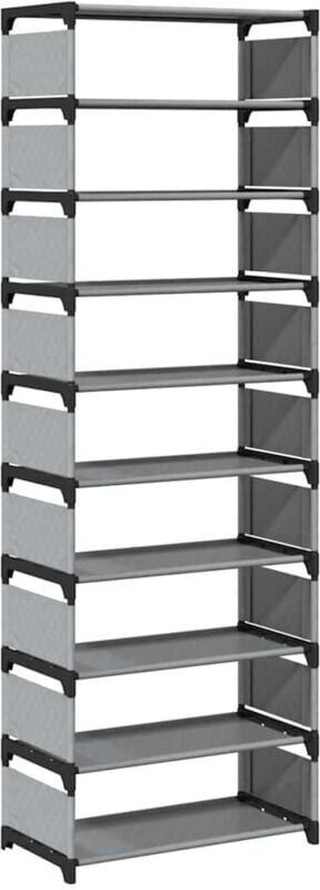 Shoe Rack 10-Tier Grey 54x28x158 cm Non-woven Fabric Vidaxl