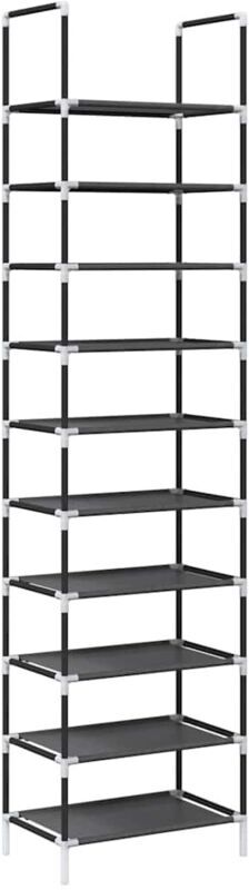 Shoe Rack 10-Tier Black 44x28x180 cm Non-woven Fabric Vidaxl