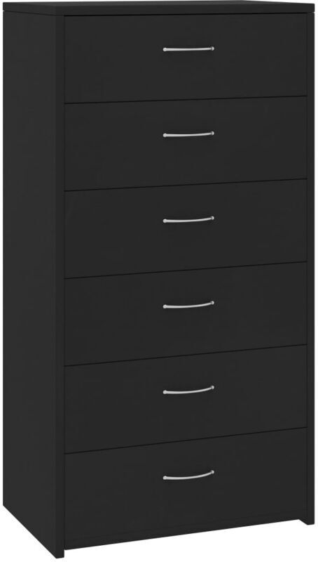 Sideboard with 6 Drawers Black 50x34x96 cm Engineered Wood Vidaxl