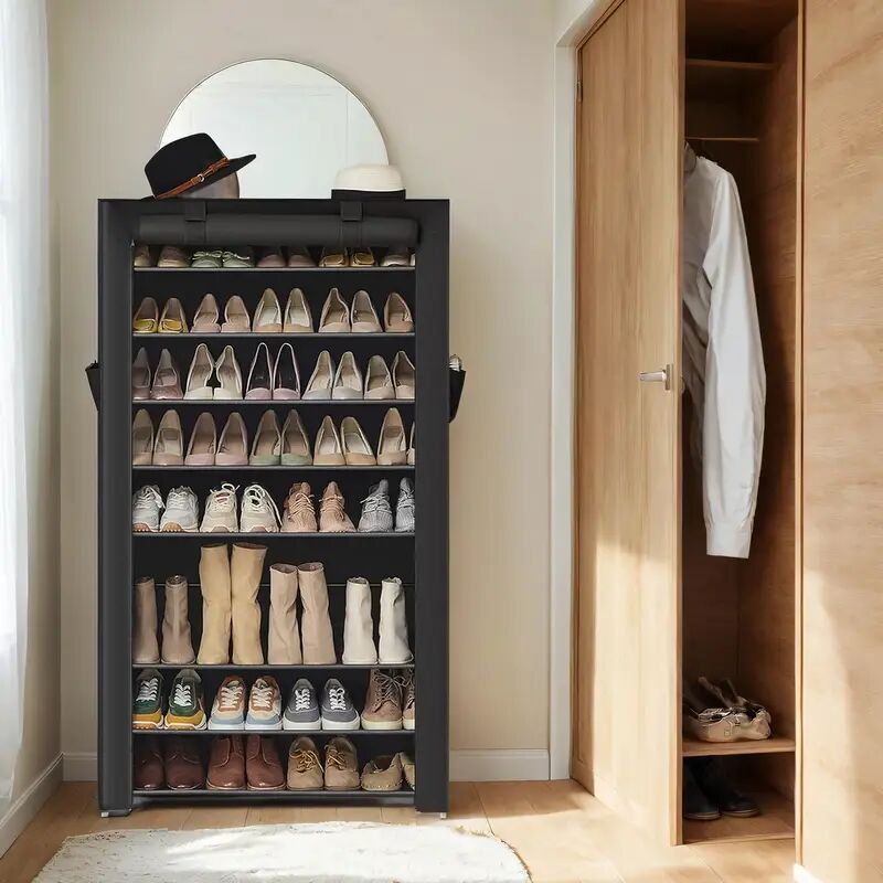 Tonchean - Tier Shoe Rack, Storage Cabinet, with Dust Cover, Holds 40-50 Pairs of Shoes