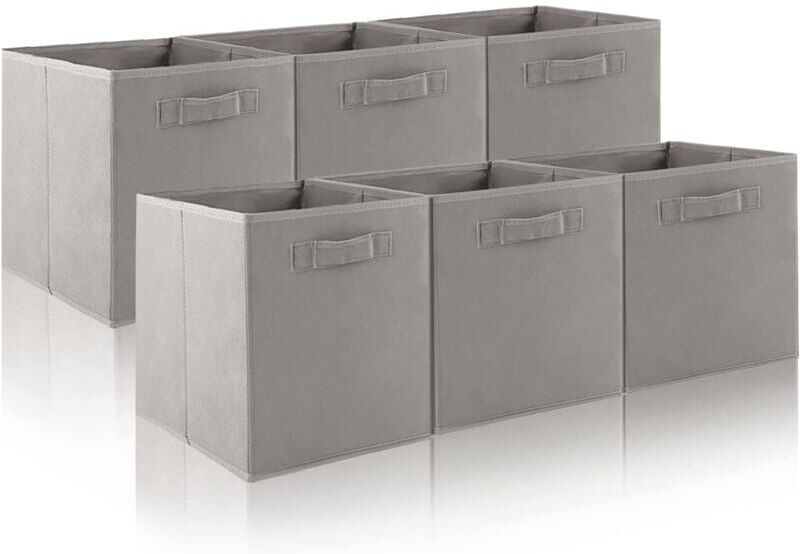 Trintion Set of 6 Cube Storage Boxes Cubes Storage Cubes Fabric Storage Boxes Foldable Storage Baskets for Closet Shelves Bedroom Organizing Clothes