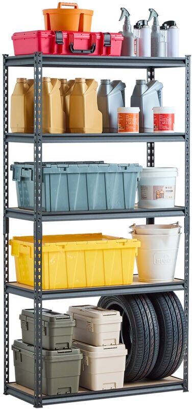 VEVOR Storage Shelves, 2000 lbs, 5 Tier Garage Storage Shelving, 16' d x 36' w x 71.4' h Adjustable Metal Shelves for Garage Shelves Utility Rack Shelf,