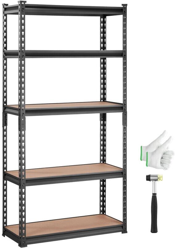 MOPHORN VEVOR Storage Shelving Unit, 5-Tier Adjustable, 2000 lbs Capacity, Heavy Duty Garage Shelves Metal Organizer Utility Rack, Black, 30" L x 12" W x 60"
