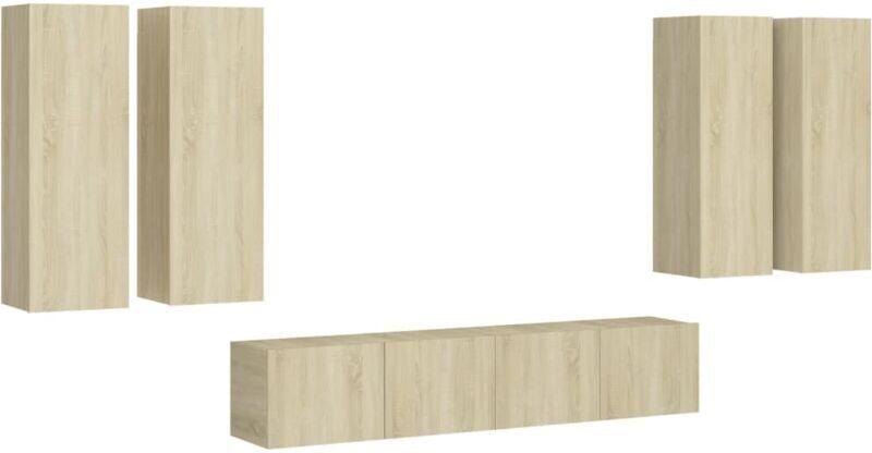 6 Piece TV Cabinet Set Sonoma Oak Engineered Wood vidaXL