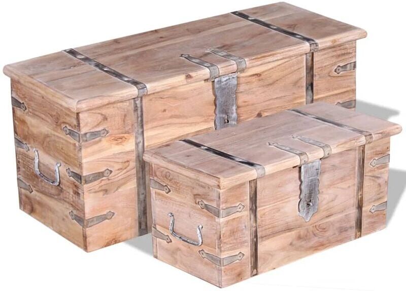 Two Piece Storage Chest Set Acacia Wood vidaXL