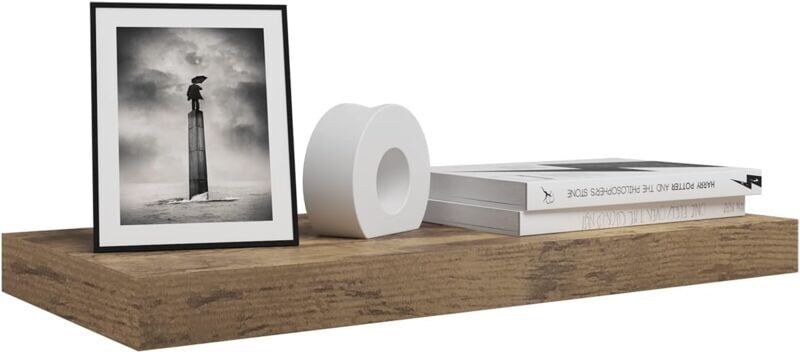 Woltu - Wall Storage Shelf cd Media Storage Rack 70 x 22.9 x 3.8 cm Vintage Brown