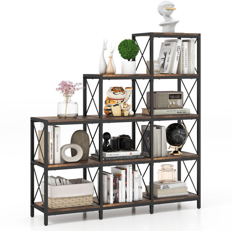Costway - 5-Tier Bookshelf 9 Cubes Bookcase Home Office Storage Organizer Display Shelf