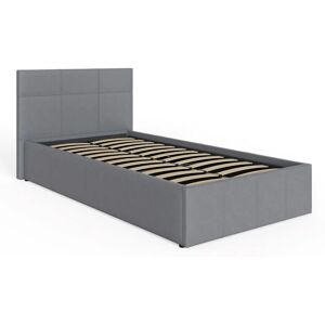 Side Lift Ottoman Storage Bed 90cm Single Grey - GFW