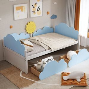 Abrihome - 3FT Kids Toddler Bed with Storage Drawers, Single Bed Cloud Shape Daybed with 2 Drawers, 90190cm