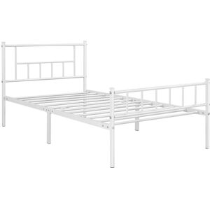 3ft Single Basic Metal Bed Frame with Headboard and Footboard, Mattress Foundation Easy Assembly Slatted Bed Base, White - Yaheetech