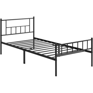 Yaheetech - 3ft Single Basic Metal Bed Frame with Headboard and Footboard, Mattress Foundation Easy Assembly Slatted Bed Base, Black - black