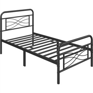 3ft Single Vintage Metal Bed Frame with Criss-Cross Design Headboard Metal Bed Base, Black - Yaheetech