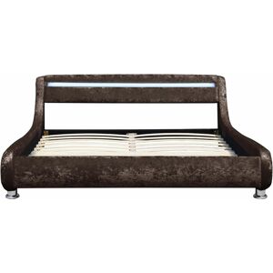 COMFY LIVING 4ft6 LED Crushed Velvet Bed Frame in Brown