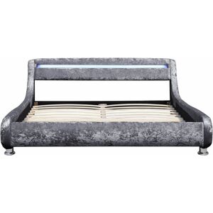 COMFY LIVING 5ft led Crushed Velvet Bed Frame in Silver