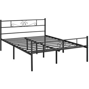 Yaheetech 5ft King Size Iron Platform Bed with Scroll Design Headboard and Footboard, Black