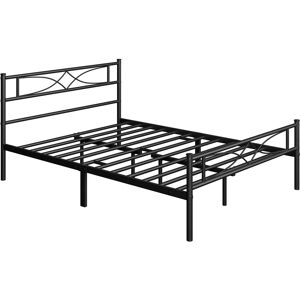 5ft King Size Simple Metal Bed Frame with Curved Design Headboard and Footboard, Black - Yaheetech