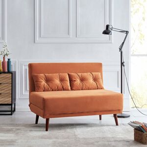 MERIDEN FURNITURE Cherry Tree Furniture Algo Sofabed with Cushions in Orange Velvet 2 Seater - Orange Velvet