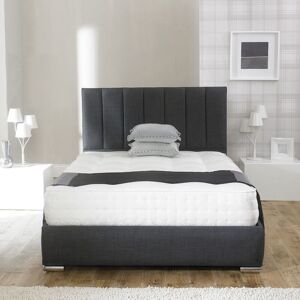 DIVAN BEDS UK Amberlyn Fabric Upholstered Bed Frame / 4FT / 1500 Pocket Spring Memory Foam Mattress / Wooden Slats