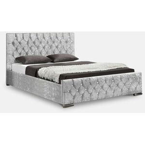 HOME DETAIL Arya Velvet Silver Super King Ottoman Bed