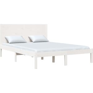 Bed Frame White Solid Wood Pine 140x200 cm Vidaxl White