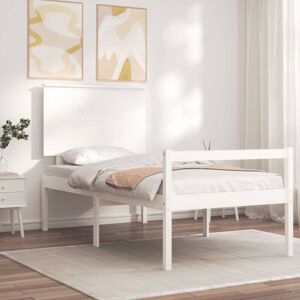 Bed Frame with Headboard White Single Solid Wood Vidaxl White