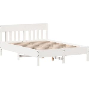 Bed Frame with Headboard White 120x190 cm Small Double Solid Wood Pine Vidaxl White