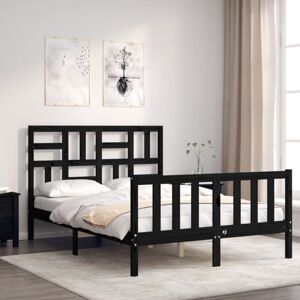 Bed Frame with Headboard Black Small Double Solid Wood Vidaxl Black