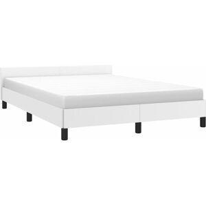 Bed Frame with Headboard White 135x190cm Double Faux Leather Vidaxl White