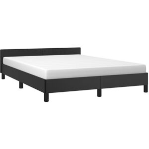 Bed Frame with Headboard Black 135x190cm Double Faux Leather Vidaxl Black