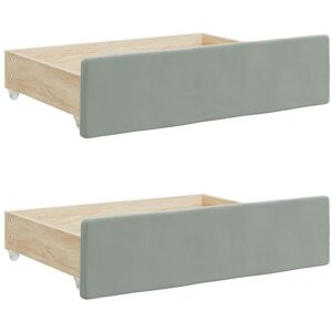Vidaxl - Bed Storage Drawers 2 pcs Light Grey Engineered Wood and Velvet Grey