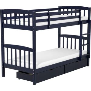 BELIANI Bunk Bed 3' eu Single Children Kids Bedroom with Drawers Pine Wood Blue Revin - Blue