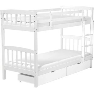 BELIANI Bunk Bed 3' eu Single Children Kids Bedroom with Drawers White Pine Wood Revin - White